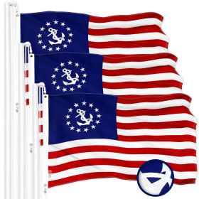 3 Pack American USA Yacht Ensign Flag 20x30 In Embroidered 210D Polyester Nautical Flag Embroidered Stars Sewn Stripes Indoor Outdoor Vibrant Col