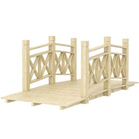 5' Wooden Garden Bridge Footbridge for Backyard Ponds, Creeks, Streams, Nature Wood