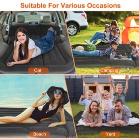 Air Mattress,SUV Air Mattress Thickened Camping Bed Cushion with Pillow Air Pump Storage Bag PVC Flocked Car Bed for Home Car Travel Camping (Gre