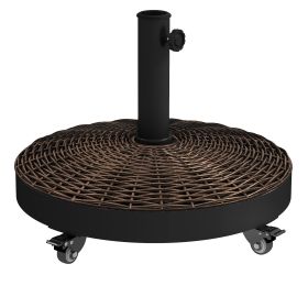 20.5" Round Parasol Base Resin Patio Umbrella Base Garden Parasol Holder Outdoor Offset Weight Stand with Wheels Bronze