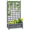 Raised Garden Bed with Trellis for Climbing Vines, Wood Planter Box for Garden, Free Standing Flower Bed, Indoor Outdoor Display Rack, 25.2" x 11" x 4