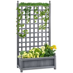 Raised Garden Bed with Trellis for Climbing Vines, Wood Planter Box for Garden, Free Standing Flower Bed, Indoor Outdoor Display Rack, 25.2" x 11" x 4