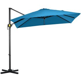 8' x 8' Square Patio Hanging Offset Umbrella with 360° Rotation, Aluminum Outdoor Cantilever Market Parasol, Turquoise