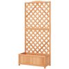 Wood Planter with Trellis for Vine Climbing, Raised Garden Bed to Grow Vegetables for Backyard, 30" x 14" x 67", Brown