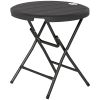 Foldable Round Patio Table for 4, Outdoor Dining Table with HDPE Tabletop and Steel Frame, Dark Grey