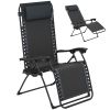 Wicker Folding Lounge Chair with Adjustable Backrest, Rattan Recliner Chair with Headrest & Side Table Tray, Black