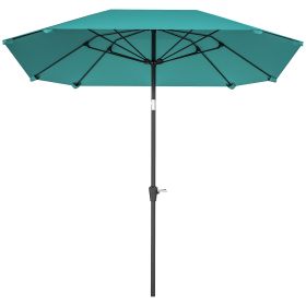 7.6FT Aluminum Patio Umbrella Parasol 8 Ribs Outdoor Market Umbrella with Crank, Push Button Tilt for Deck, Backyard and Lawn, Sky Blue