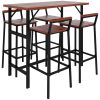 5 Piece Patio Bar Set with 47" Bar Height Table and 4 Bar Stools, for Backyard, Balcony, Porch, Pool, Lawn, Brown