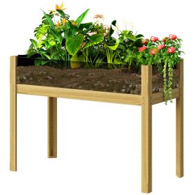 Wooden Raised Garden Bed with Acrylic Panels, Raised Planter Box with Drainage Holes, 43.3" x 19.7" x 31.5"