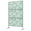 6.5FT Decorative Outdoor Divider, Metal Privacy Screen with Stand, Leaf Style, Light Green