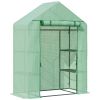 55" x 28" x 75" Walk-in Greenhouse Portable Garden Plant Flower Seed Warm House with 4 Shelves Outdoor Plant Growth Hot House PE Cover Green