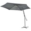 10ft Cantilever Patio Umbrella Offset Parasol with Crank Handle, Cross Base for Garden, Deck, Dark Grey