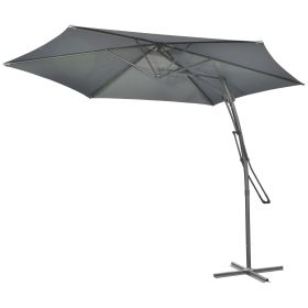 10ft Cantilever Patio Umbrella Offset Parasol with Crank Handle, Cross Base for Garden, Deck, Dark Grey