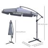 9FT Offset Hanging Patio Umbrella Cantilever Umbrella with Easy Tilt Adjustment, Cross Base and 8 Ribs for Backyard, Poolside, Lawn and Garden, Dark G