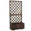 2.4 x 1 x 4.9 ft Garden Wooden Pine Trough Planter with Topped Trellis Climbing Plants Flower Raised Bed, Carbonized