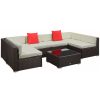 7 Pieces Patio Sofa Outdoor Wicker Sectional Patio Furniture, Dark Brown & Beige