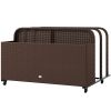 Rolling Pool Storage Rattan Patio Furniture Outdoor Storage Wicker Organizer for Floats, Paddles, Balls, Towels, Brown