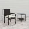3 Piece Wicker Patio Furniture Set with Stackable Chairs, Washable Cushion, Tempered Glass Top, for Backyard, Brown