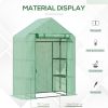 55" x 28" x 75" Walk-in Greenhouse Portable Garden Plant Flower Seed Warm House with 4 Shelves Outdoor Plant Growth Hot House PE Cover Green