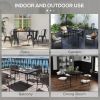 Outdoor Dining Table for 4, Square Patio Dining Table with Marble Effect Tempered Glass Top and Steel Frame, Black