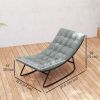 Outdoor Patio Rocking Chair Set of 2 with Cushion, Steel Frame Balcony Chair with Mesh Deep Seat for Porch, Garden, Grey