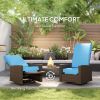 Outdoor Rattan Wicker Lounge Chair with Footrest & Soft Cushion for Patio, Garden, Backyard, Sky Blue