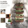 5-Tier Raised Garden Bed with 5 Planter Box, Outdoor Plant Stand Grow Containers with Leaking Holes, Brown