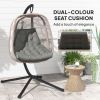 Outdoor Swing Cushion, Tufted Patio Cushion Replacement for Garden Chair Egg Chair, Indoor Outdoor Seat Cushion, Grey