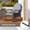 2 Pieces Wicker Rocking Patio Chairs, Indoor Outdoor Rocking Chair Set with Cushions and Armrests for Porch, Grey