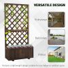 2.4 x 1 x 4.9 ft Garden Wooden Pine Trough Planter with Topped Trellis Climbing Plants Flower Raised Bed, Carbonized