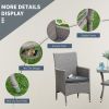 3 Pieces Wicker Patio Furniture Set, Rattan Bistro Set with Glass Top Coffee Table and Cushions, Outdoor Conversation Set for Garden, Porch, Balcony,