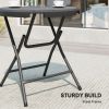 Foldable Round Patio Table for 4, Outdoor Dining Table with HDPE Tabletop and Steel Frame, Dark Grey