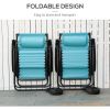 2 Piece Foldable Lounge Chair with Canopy Shade, Outdoor Zero Gravity Chair w/ Side Tray & Cup Holder, Reclining Lounger w/ Breathable Mesh Fabric Sea