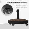 20.5" Round Parasol Base Resin Patio Umbrella Base Garden Parasol Holder Outdoor Offset Weight Stand with Wheels Bronze