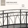 8' Metal Arch Garden Bridge Arc Footbridge with Guardrails and Decorative Scrollwork, Black