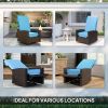Outdoor Rattan Wicker Lounge Chair with Footrest & Soft Cushion for Patio, Garden, Backyard, Sky Blue