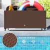 Rolling Pool Storage Rattan Patio Furniture Outdoor Storage Wicker Organizer for Floats, Paddles, Balls, Towels, Brown
