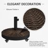 20.5" Round Parasol Base Resin Patio Umbrella Base Garden Parasol Holder Outdoor Offset Weight Stand with Wheels Bronze