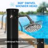 7.3FT 5.3 Gallon Solar Heated Shower, 2-Section Outdoor Shower with Shower Head, Foot Shower, Temperature Display for Backyard, Poolside, Spa, Beach,