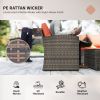 6 Pieces Wicker Patio Furniture Set with Cushions, 7-Seater Rattan Patio Sofa Set with Storage Table, Orange