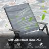 Outdoor Lounge Chair, 5-Level Adjustable Folding Chaise Chair with 2 Wheels for Backyard, Beach, Poolside, Grey