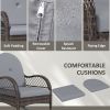 2 Pieces Wicker Rocking Patio Chairs, Indoor Outdoor Rocking Chair Set with Cushions and Armrests for Porch, Grey