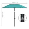 7.6FT Aluminum Patio Umbrella Parasol 8 Ribs Outdoor Market Umbrella with Crank, Push Button Tilt for Deck, Backyard and Lawn, Sky Blue