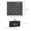 Reversible Outdoor Rug Waterproof Plastic Straw RV Rug with Carry Bag, 8' x 10', Black and Grey Geometric