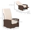 Outdoor Rattan Wicker Lounge Chair with Footrest & Soft Cushion for Patio, Garden, Backyard, Cream White