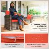 6 Pieces Wicker Patio Furniture Set with Cushions, 7-Seater Rattan Patio Sofa Set with Storage Table, Orange