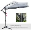 9FT Offset Hanging Patio Umbrella Cantilever Umbrella with Easy Tilt Adjustment, Cross Base and 8 Ribs for Backyard, Poolside, Lawn and Garden, Dark G
