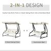 3 Seater Patio Swing Chair Convertible Cushioned Bed Outdoor Porch with Canopy and Pillow