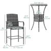 3 Pieces Patio Bar Set, Rattan Bistro Table and Chairs, Outdoor Conversation Furniture Set with Ice Bucket, Mixed Grey