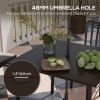 Patio Dining Table with Umbrella Hole for 4 People, Aluminium Legs, for Backyard Lawn Balcony, 31.5" x 31.5", Brown